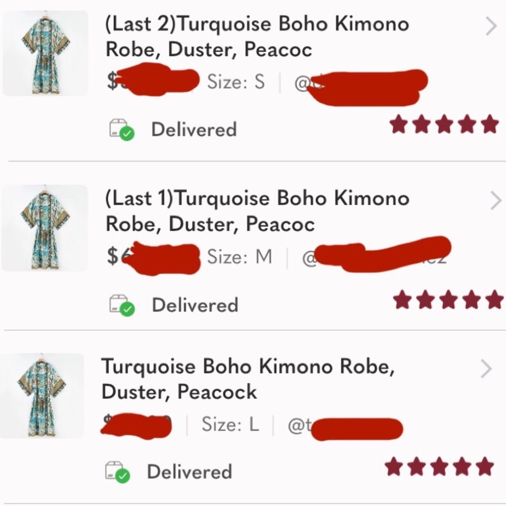 (Last 1) Turquoise Boho Kimono Robe, Duster, in Turquoise color design - Picture 3 of 10